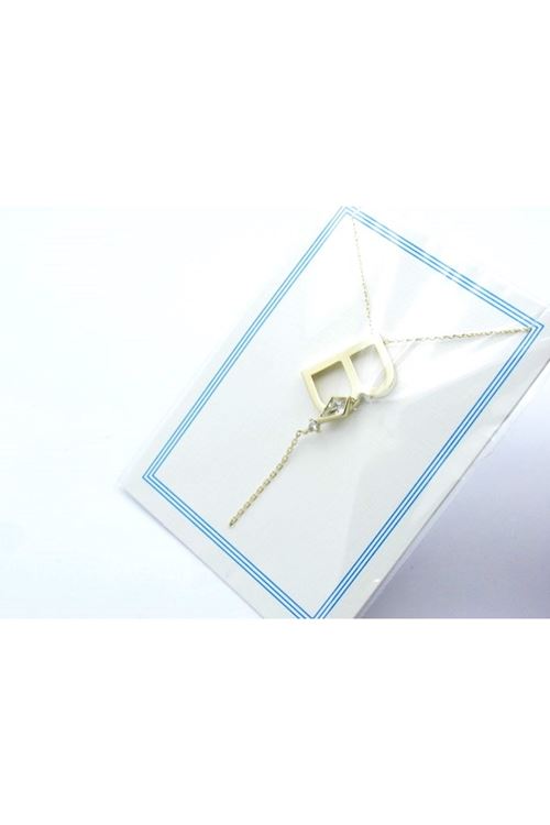 14 Ayar Altın B Harfli Tasarım Kolye