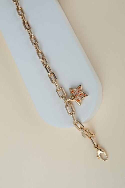 14 Ayar Altın Turuncu Taşlı Yıldız Cetaş Bileklik