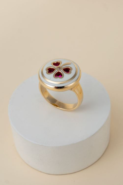 14 AYar Altın Yonca Figürlü Cetaş Yüzük