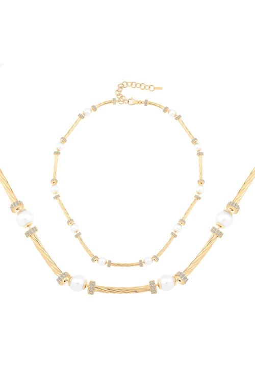 14 Ayar Altın İnci Detaylı Tasarım Gerdanlık