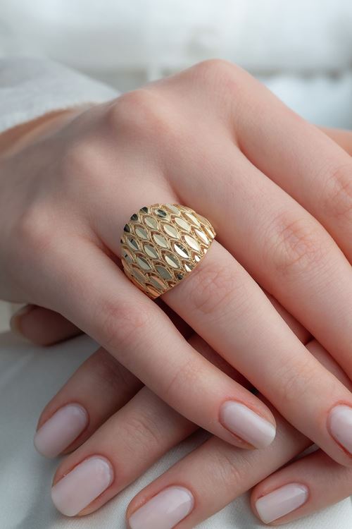 14 Ayar Altın Büyük Gösterişli Yüzük