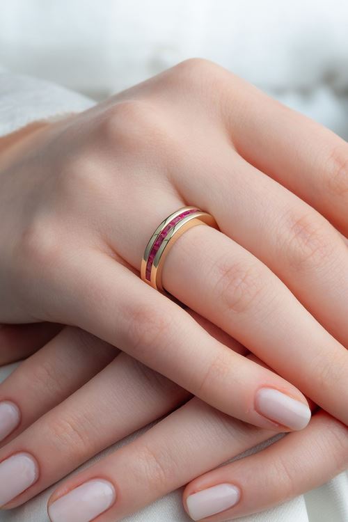 14 Ayar Altın Pembe Taşlı Cetaş Yüzük