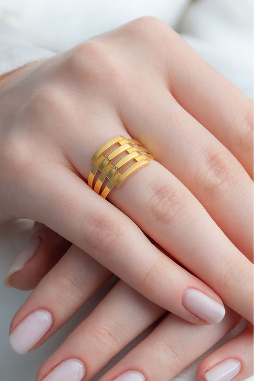 22 Ayar Altın Kaburga 4 Sıra Yüzük 