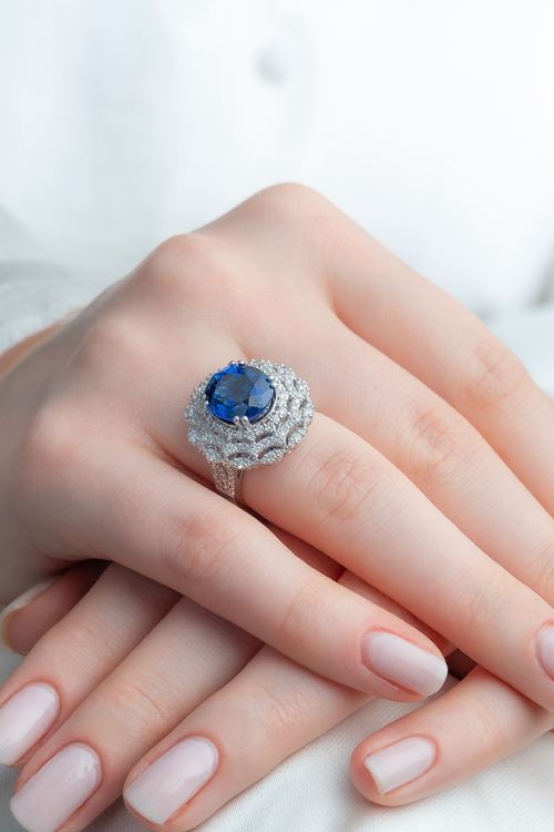 7,29 Carat Pırlanta Safir Taşlı Yüzük
