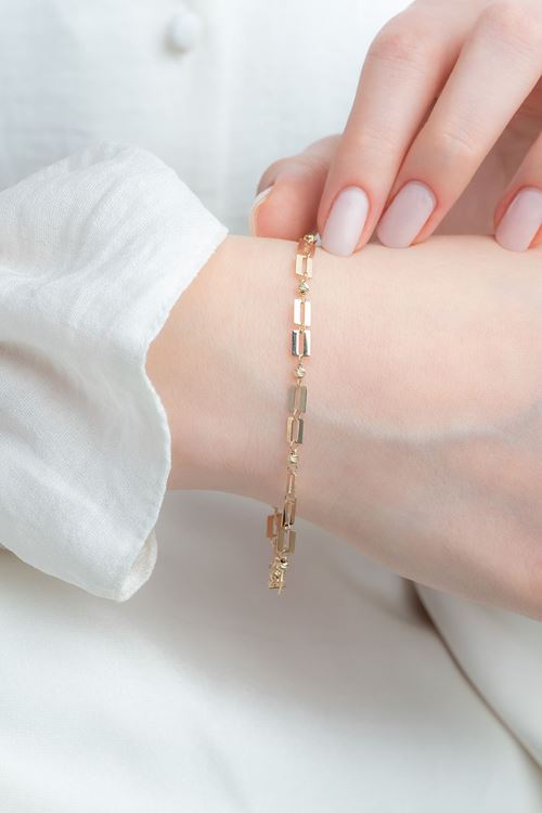 14 Ayar Altın Tasarım İnce Bileklik