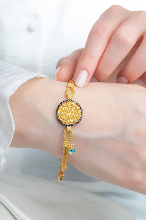 14 Ayar Altın Yuvarlak Yadigar Koleksiyon Bileklik