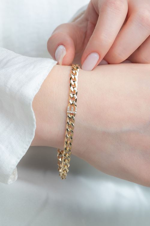 14 Ayar Altın E Harfli Gurmet Bileklik