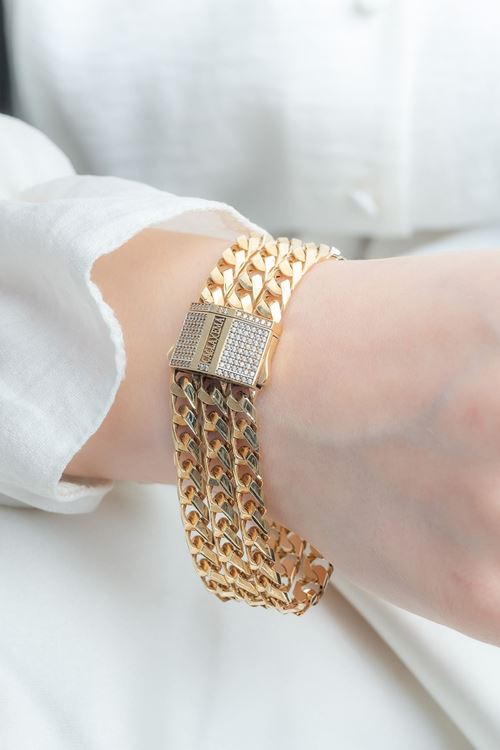 14 Ayar Altın 21 Mm 3 Sıra Gurmet Bileklik