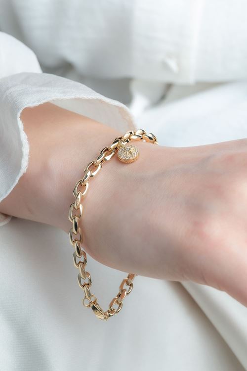 14 Ayar Altın Sallantı Charmlı Bileklik