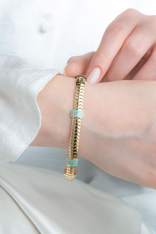 14 Ayar Altın Mavi Mineli Trend Bileklik