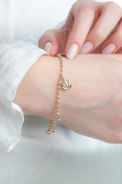 14 Ayar Altın Lotus Figürlü Şans Bileklik