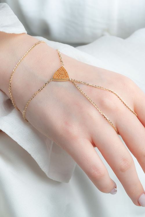 14 Ayar Altın Turuncu Üçgen Figürlü Şahmeran