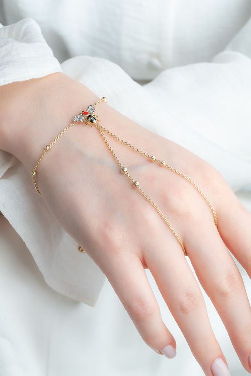 14 Ayar Altın Arı Figürlü Zincirli Şahmeran