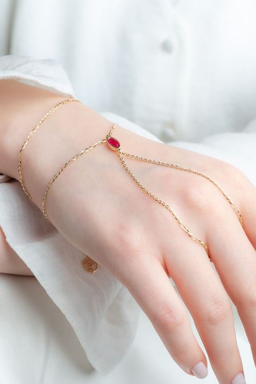 14 Ayar Altın Pembe Taşlı Cetaş Şahmeran 