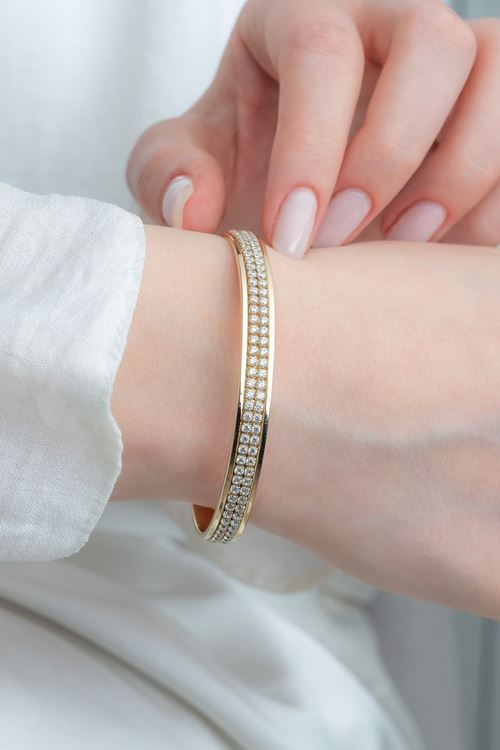 14 Ayar Altın 2 Sıra Taşlı Fantezi Bilezik