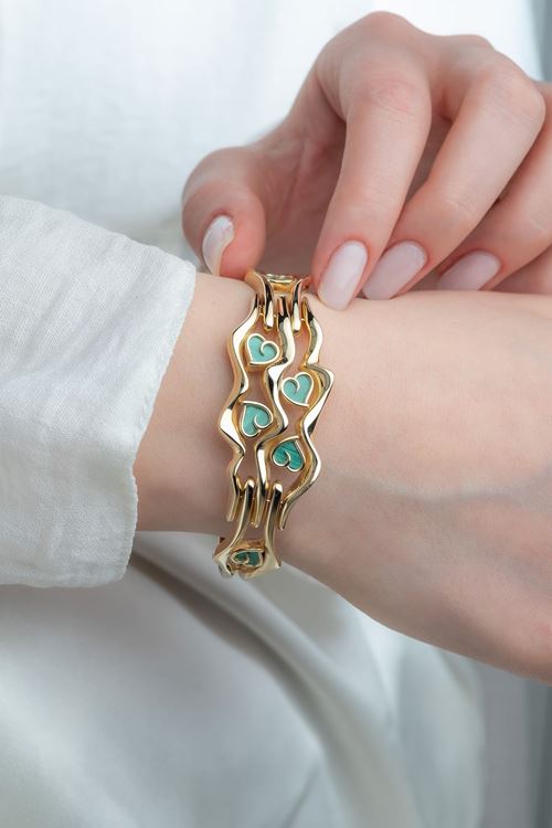 14 Ayar Altın Jazibee Koleksiyon Kalpli Bilezik