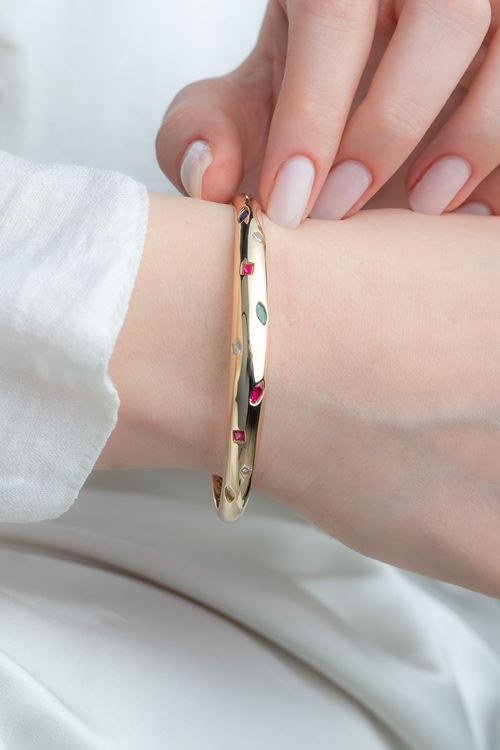 14 Ayar Altın Renkli Taşlı Bilezik