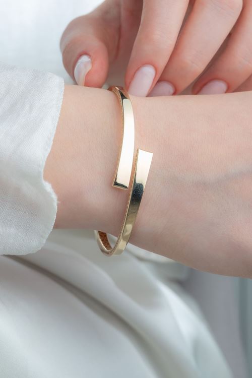 14 Ayar Altın Kenar Taşlı İkili Tasarım Bilezik