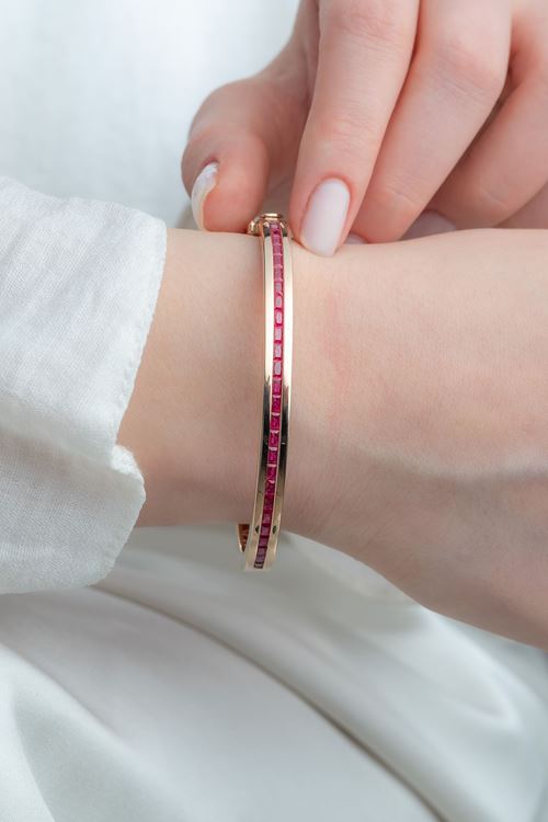 14 Ayar Altın Rose Altın Pembe Taşlı Bilezik