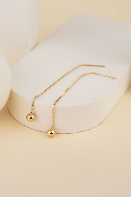 14 Ayar Altın Top Sallamalı Küpe