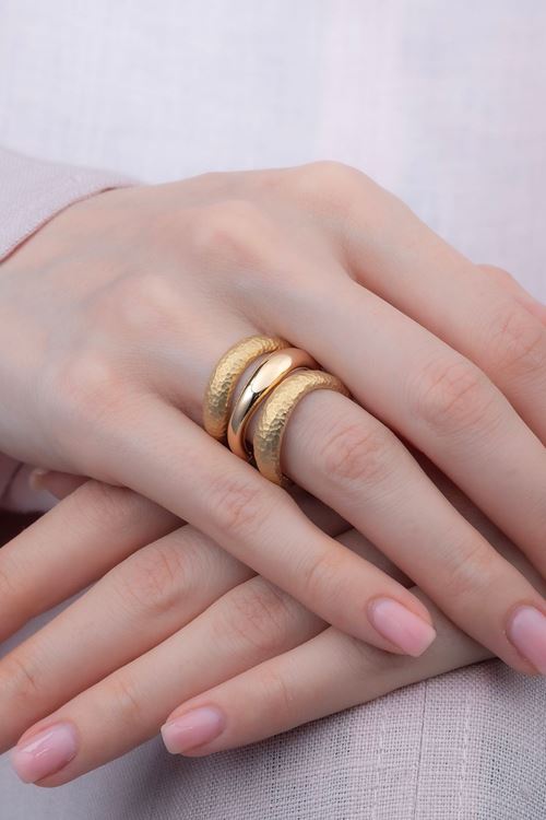 14 Ayar Rose Sarı Altın Kalem İşlemeli Yüzük