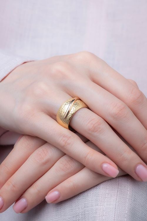 14 Ayar Rose Sarı Altın Büyük Yüzük