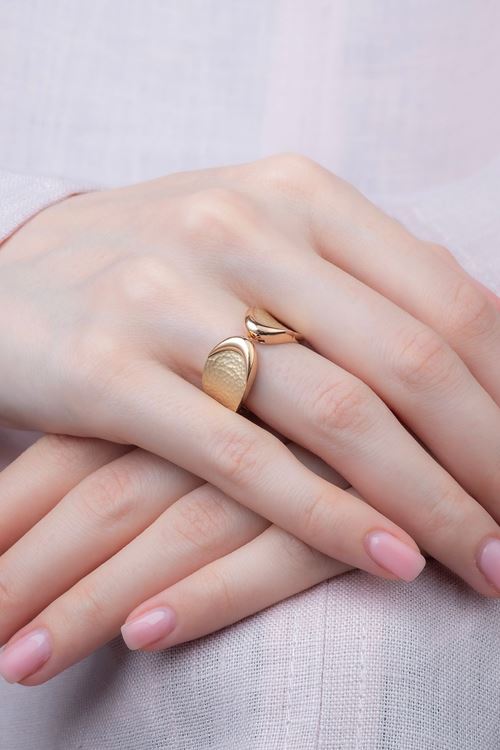 14 Ayar Rose Sarı Altın Fantezi Desenli Yüzük