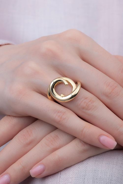 14 Ayar Altın Sarmal Tasarımlı Gösterişli Yüzük