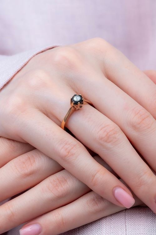 0,11 Carat Elmas Tasarım Tektaş Yüzük