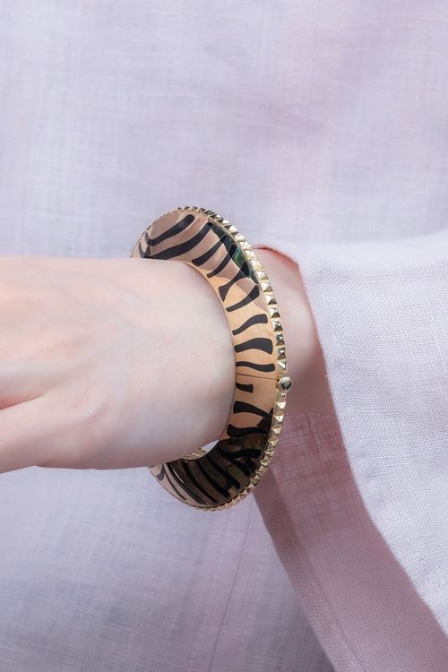 14 Ayar Altın Zebra Desen Tasarım Bilezik