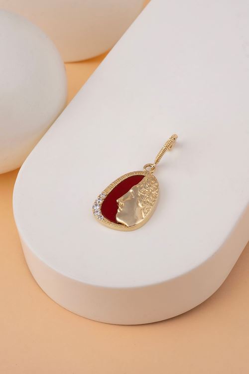 14 Ayar Altın Akik Taşlı Cameo Kolye Ucu