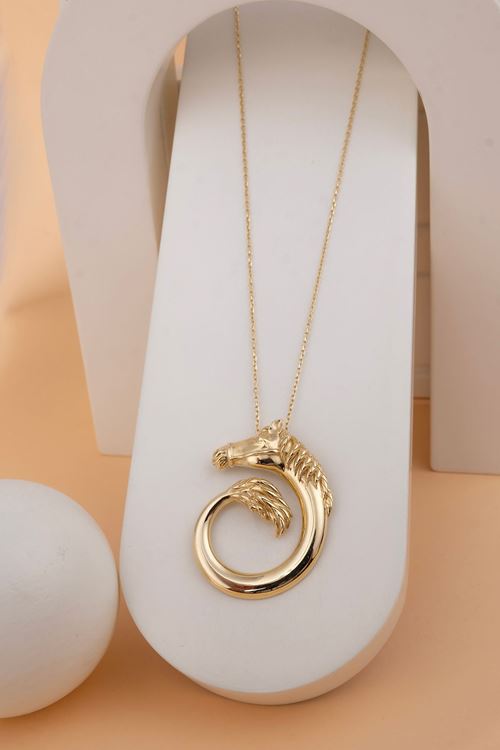 14 Ayar Altın At Figürlü Kolye