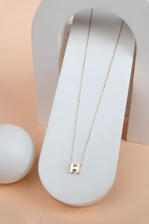 14 Ayar Altın H Harfli Minimal Kolye