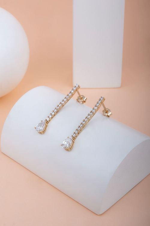 14 Ayar Altın Damla Set Küpe