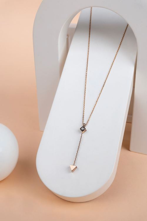 0,07 Carat Elmas Küplü Üçgen Sallantılı Kolye