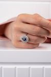 2,91 Carat Pırlanta Safir Taşlı Damla Yüzük