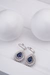 6,10 Carat Pırlanta Safir Taşlı Set Damla Küpe
